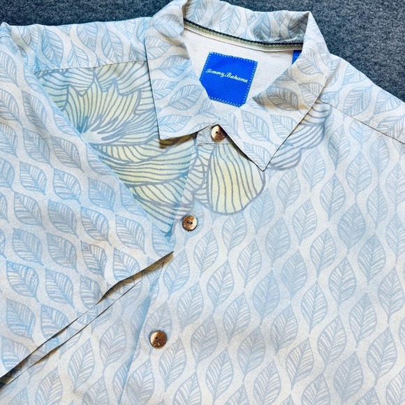 Tommy Bahama Silk Shirt XL Leaf Hibiscus Camp Button Up Aloha Tropical - Picture 10 of 11